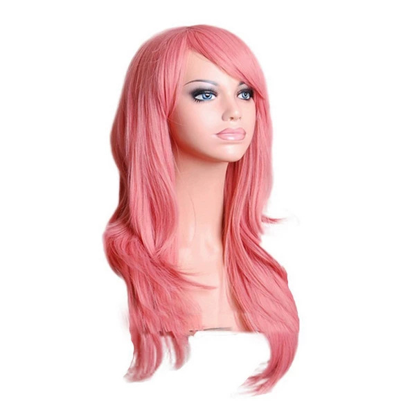 Al por mayor europeo y americano popular largo rizado color anime cos gradiente Harajuku peluca Cosplay pelo recto largo en stock image 6
