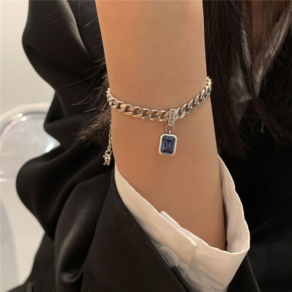 Persian Gulf Sea Blue Zircon Unique Lucky Bracelet Girls Ins Niche Design Light Luxury Sweet Delicate High-end