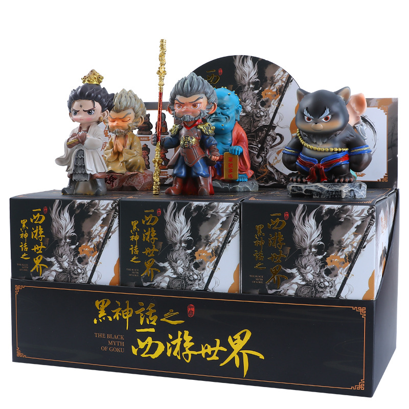 인터넷 유명인 인기 판매 블랙 페어리 테일 블라인드 박스 주변 게임 피규어 원숭이 왕 인형 데스크탑 장식품 도매