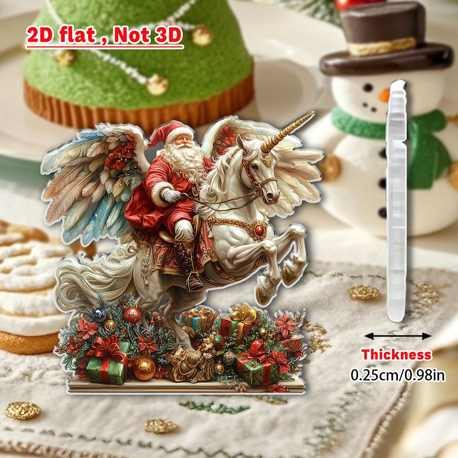 Nuevos productos transfronterizos Santa Claus y unicornio 2D acrílico decoraciones para el hogar decoraciones de escritorio de vacaciones