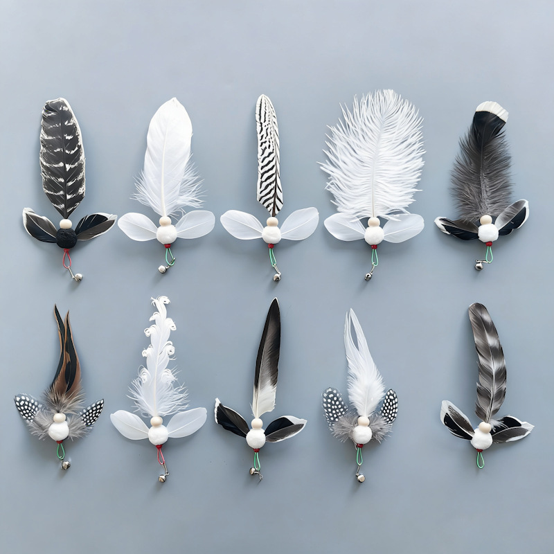 Imitation Insect Natural Color Feathers, Scent-Rich Pheasant Feather Replacement Head, Cat Toy Accessories, Cat Teaser Stick Imitation Insect Natural Color Feathers, Scent-Rich Pheasant Feather Replacement Head, Cat Toy Accessories, Cat Teaser Stick