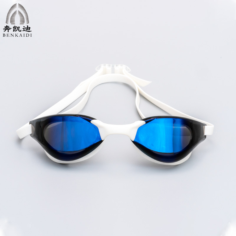 흰색 도금 수영 고글 + 거울 상자