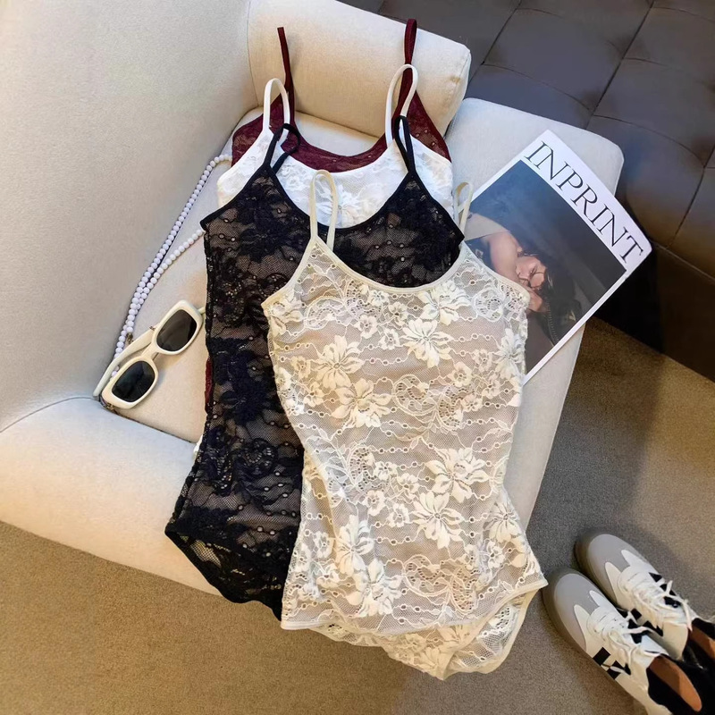 2256 Hot Girl Style Camisole Women's Bodysuit Slim Fit Lace Inner Wear Design Sexy Backless Top for Outer Wear