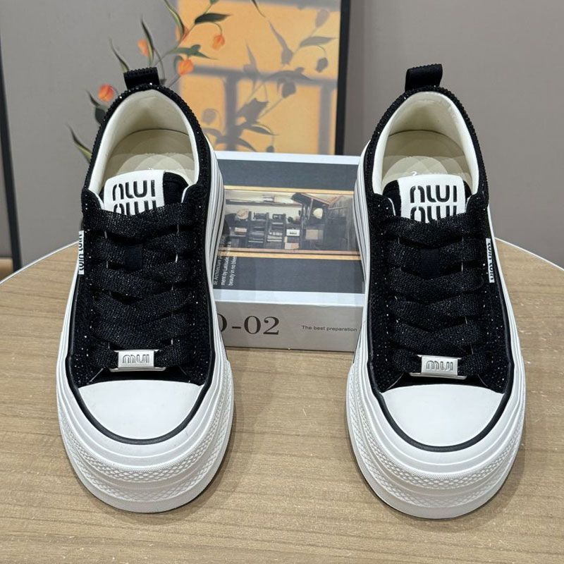 Thick-Soled Rhinestone Canvas Shoes for Women 2025 Spring New Versatile Platform Casual Height-Increasing Sneakers Fashionable Sports Shoes for Women Thick-Soled Rhinestone Canvas Shoes for Women 2025 Spring New Versatile Platform Casual Height-Increasing Sneakers Fashionable Sports Shoes for Women