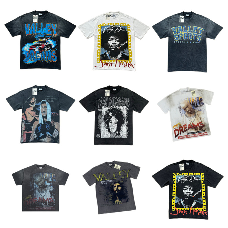 2026 New Model Vale Tee Washed Vintage Distressed Short-Sleeved High-Quality Top Valley Dreams T-Shirt