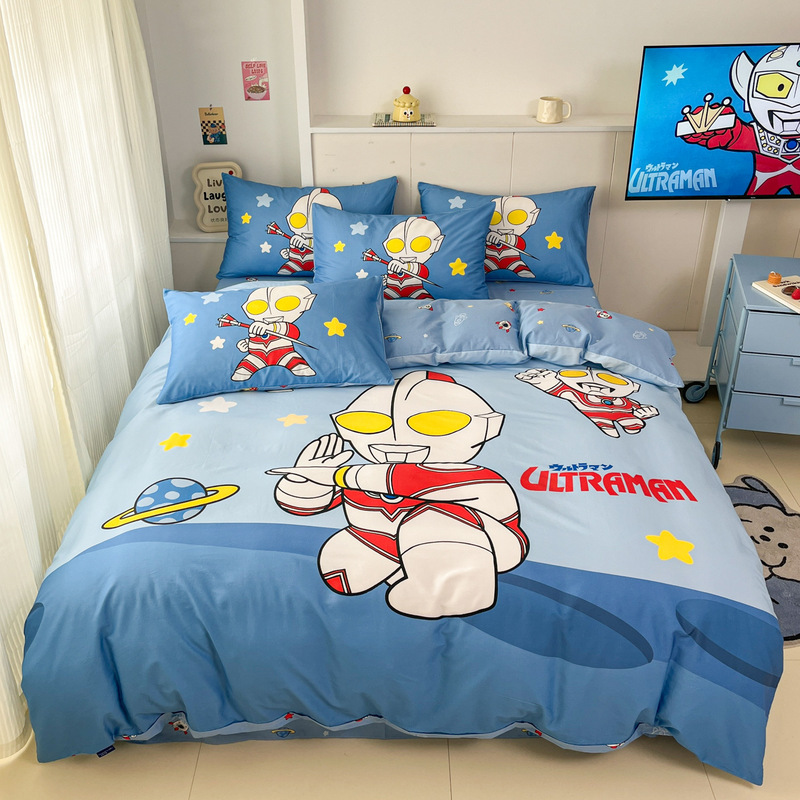 子供用ウルトラマン純綿四点セット男の子綿100% 漫画ベッドカバー三点セット寝具カバー南通|undefined
