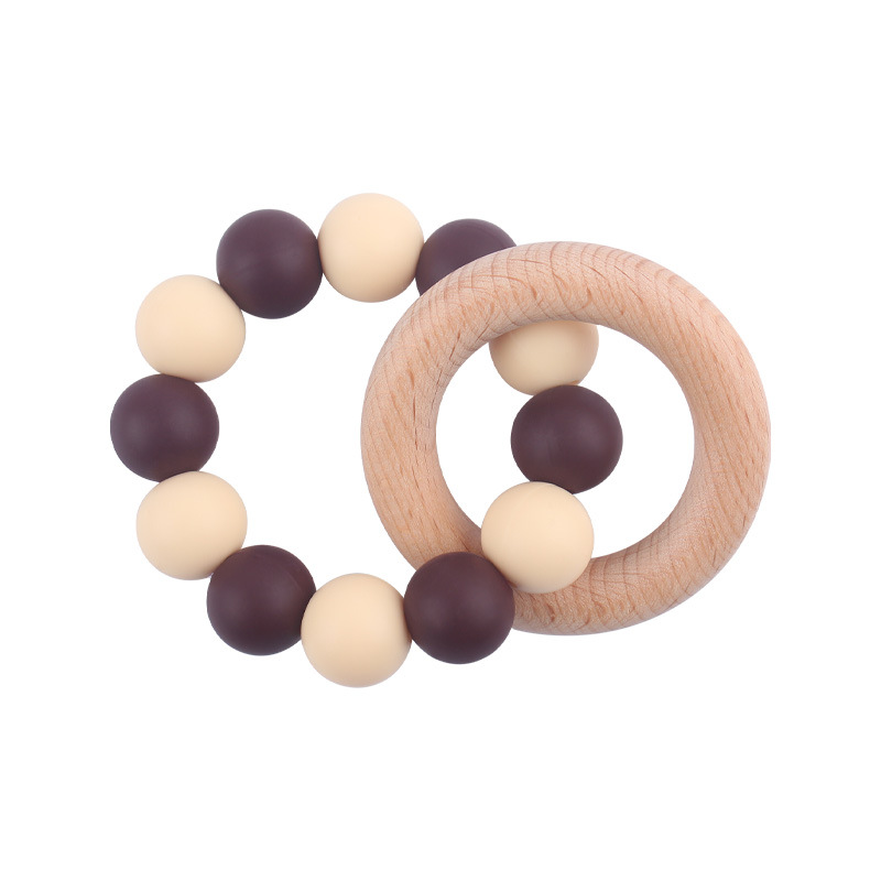 Nuevo bebé chupete cadena creativa DIY cuentas de silicona mordedura dientes pulsera de goma juguete conjunto de dos piezas