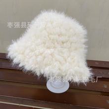 热风女士帽子2025年冬季新款长毛保暖盆帽保暖盆帽韩系显脸小帽子