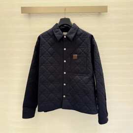 正确版原标现货D家经典翻领藤格纹皮标纽扣外套棉服简约百搭男款