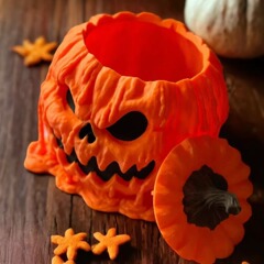 跨境万圣节新款Melting Halloween Pumpkin Candy Bowl南瓜糖果碗