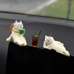 車の装飾品和風猫センターコンソール装飾デスクトップトレンディなフィギュア ZAKKA 樹脂工芸品車の装飾品