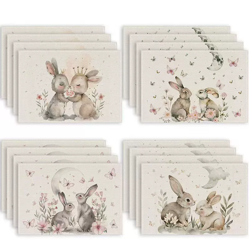 Новые салфетки с пасхальным кроликом, праздничные украшения для гостиной, стола, изоляционный коврик, подставка для кухни, столовой, стола, миски, коврик