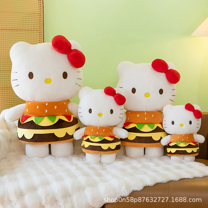 Hamburger Kt Cat Plush Toy Hello Kitty Doll Doll Cloth Doll Sleeping Pillow Birthday Gift Female Ready Stock