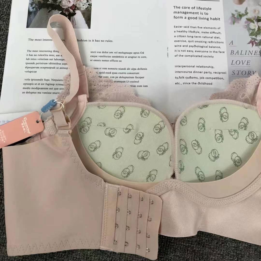 Nuevo sujetador de alta calidad de moda de encaje jacquard transpirable y cómodo ajuste lateral de pecho de botón múltiple ropa interior mujer