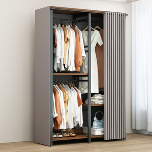 Simple Wardrobe Home Bedroom Hanging Wardrobe Modern Simple Metal Thick Reinforced Assembly for Rental Room