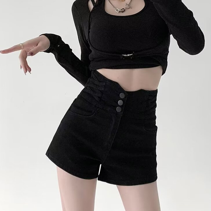 Hot Girl Design Sense Stretch Denim Shorts Women's Summer 2024 New Super High Waist Straight A- Shaped Slim Hot Pants Hot Girl Design Sense Stretch Denim Shorts Women's Summer 2024 New Super High Waist Straight A- Shaped Slim Hot Pants