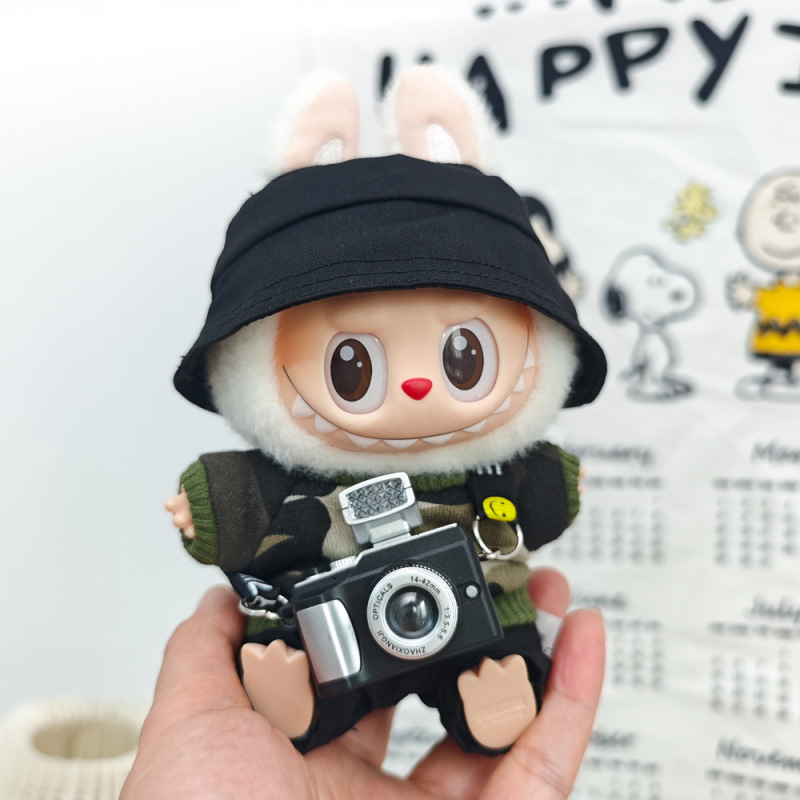 17 センチメートルビニールぬいぐるみマカロンラブブ LABUBU ベビー服ピンクガーゼスカートヘアアクセサリー着替え|undefined