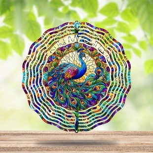 Peacock 3D Metal Wind Spinner - Stainless Steel Hanging Wind Catcher, Outdoor Decoration, Suitable for