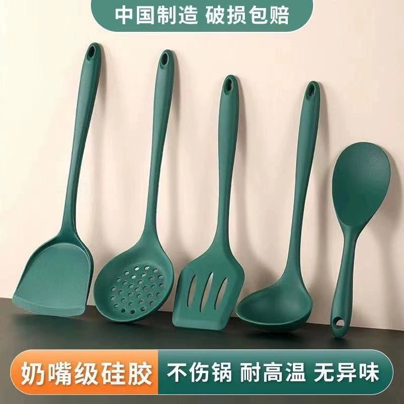 Набор лопаточек из пищевого силикона, силиконовая лопаточка, антипригарная кастрюля, не повреждает лопаточку, кухонная лопаточка, ложка для жарки, суповая ложка, набор из пяти предметов