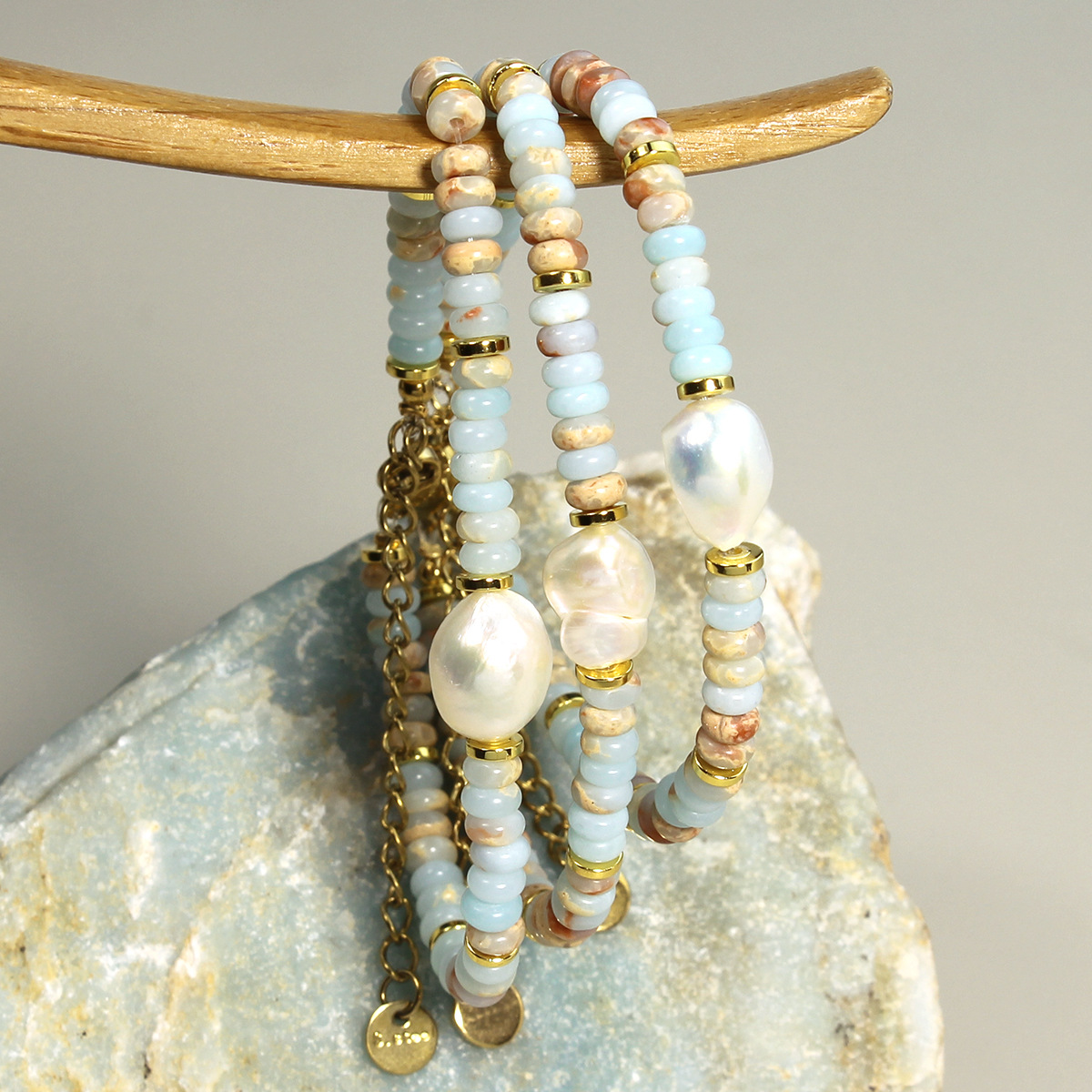 All Seasons Season Ethnic Style Irregular 316L Stainless Steel Shoushan Stone Waterproof Non Tarnish Surgical Steel Beaded Chain Beaded Bracelets For Women's Holiday Daily