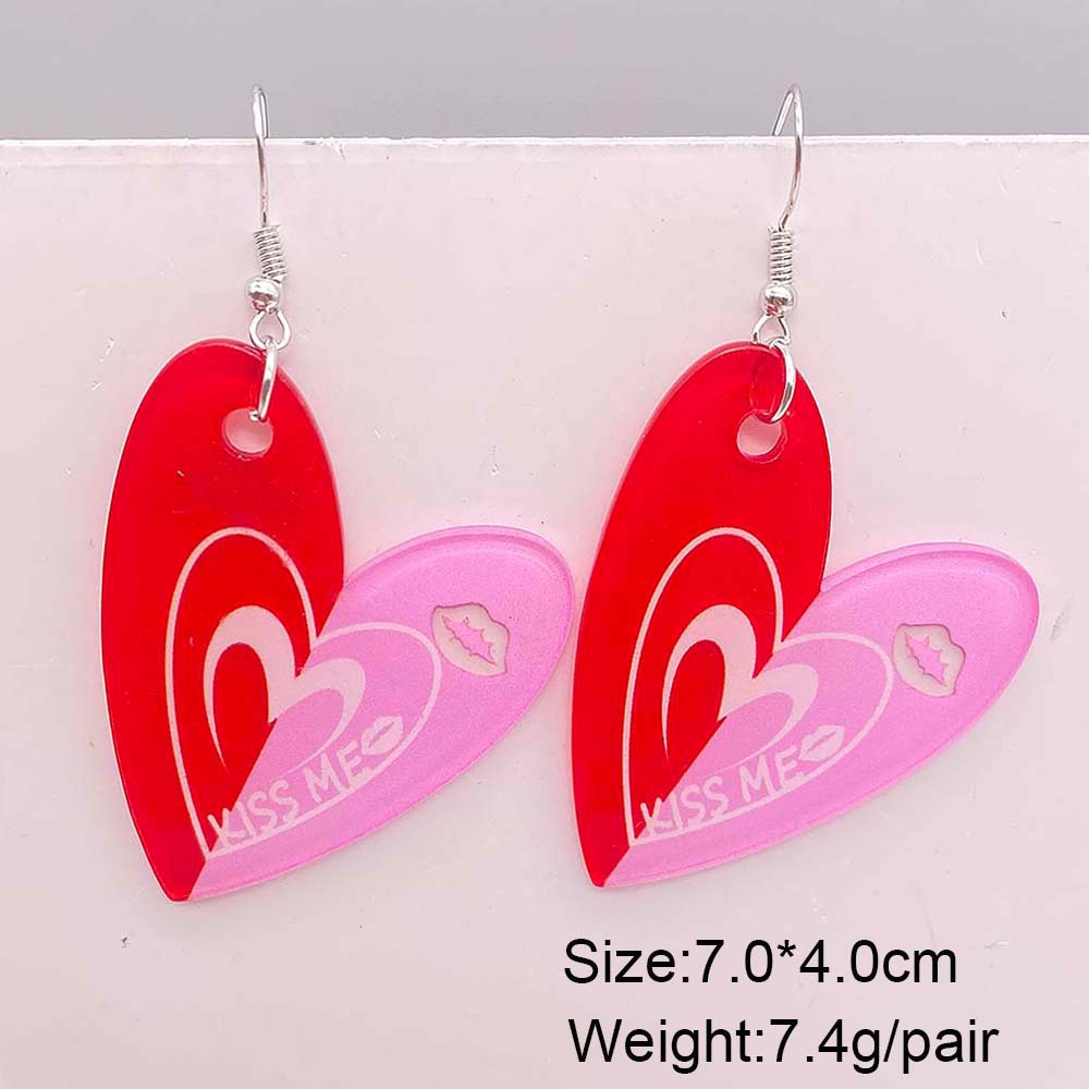 1 Pair Quantity 1 Pair Casual Lips Heart Shape Arylic Drop Earrings