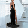 Classic retro velvet tube top, long skirt, evening dress, slim fit