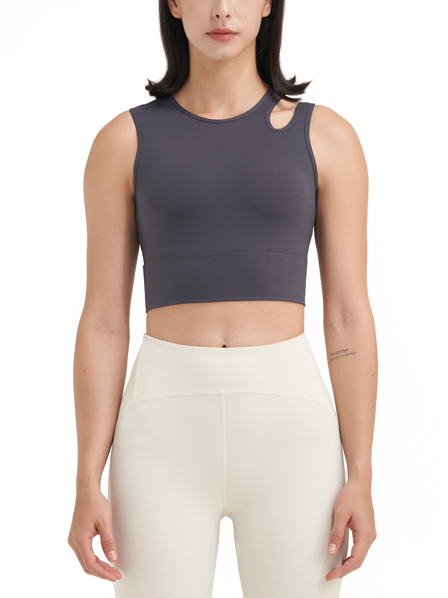 2023 verano lycra yoga fitness ropa interior deportiva sujetador de las mujeres chaleco superior correa de hombro hueco yoga ropa interior al por mayor