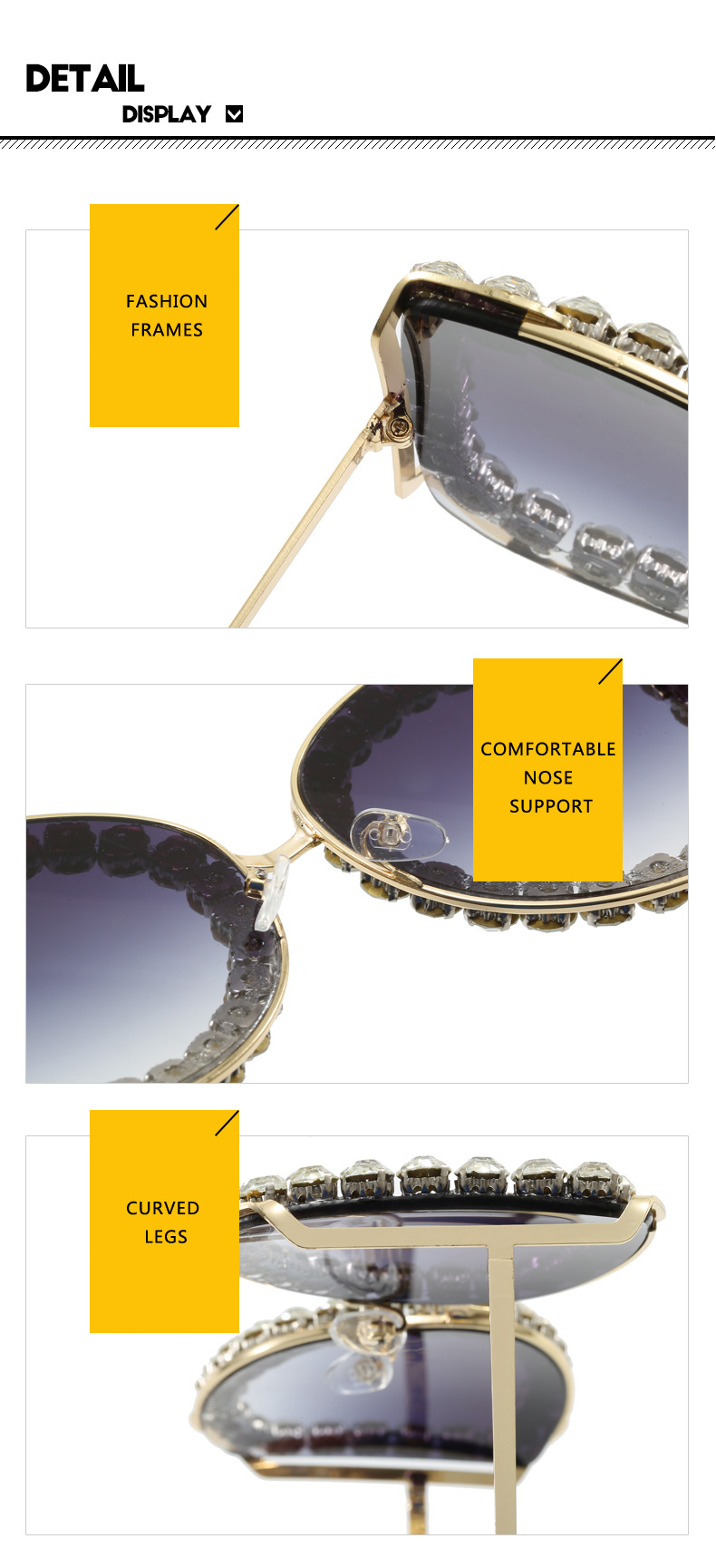 Diamond-encrusted large-framed sunglasses 2024 new style, women's exaggerated large-framed sunglasses, metallic personality and high-end feel undefined