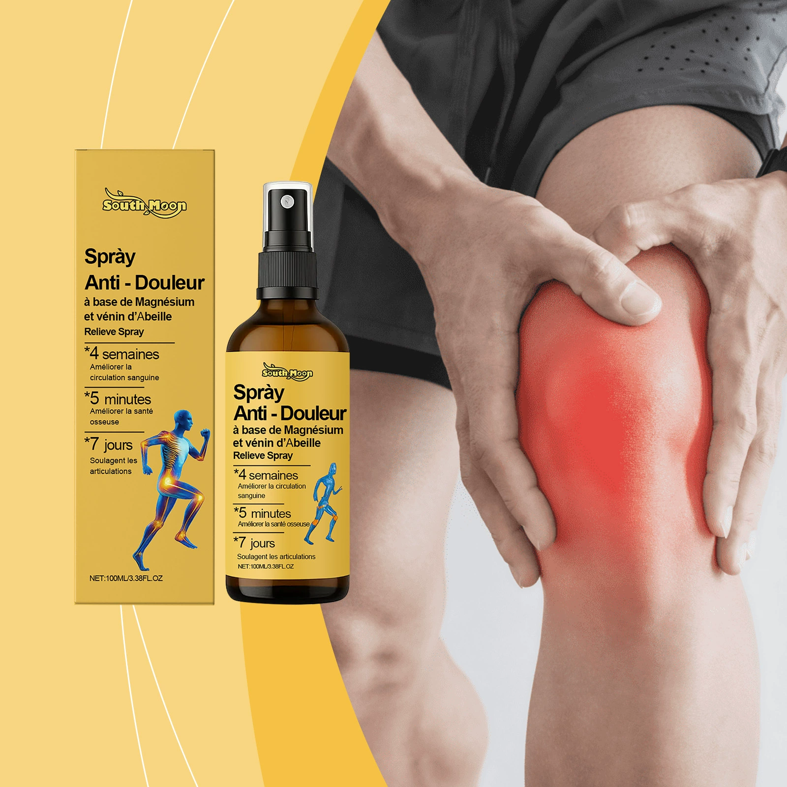 SOUTH MOON Спрей для ухода за суставами с пчелиным ядом Нежный уход Спрей для массажа коленного сустава на запястье