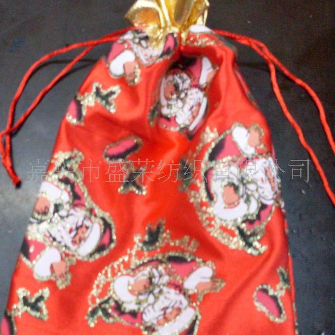 台版圣诞花型工厂加工糖果礼品袋花纹织锦缎织金锦缎金丝