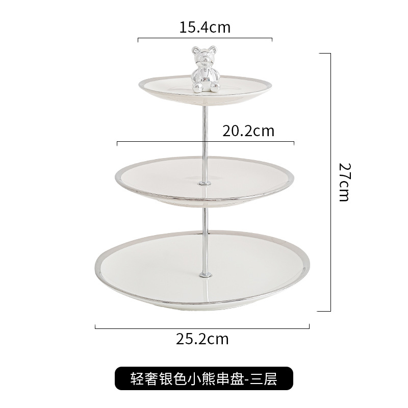 Luz de lujo multicapa de cerámica plato de fruta sala de estar mesa de café hogar plato de fruta recepción postre decoración postre plato de caramelo