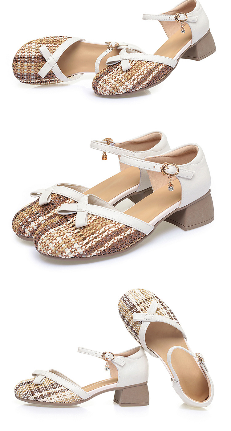 Sandal nữ bít mũi quai ngang gót vuông ổn định, kiểu bọc gót, form rộng — 0601 Nâu【Kiểu bọc gót】 chi tiết 19