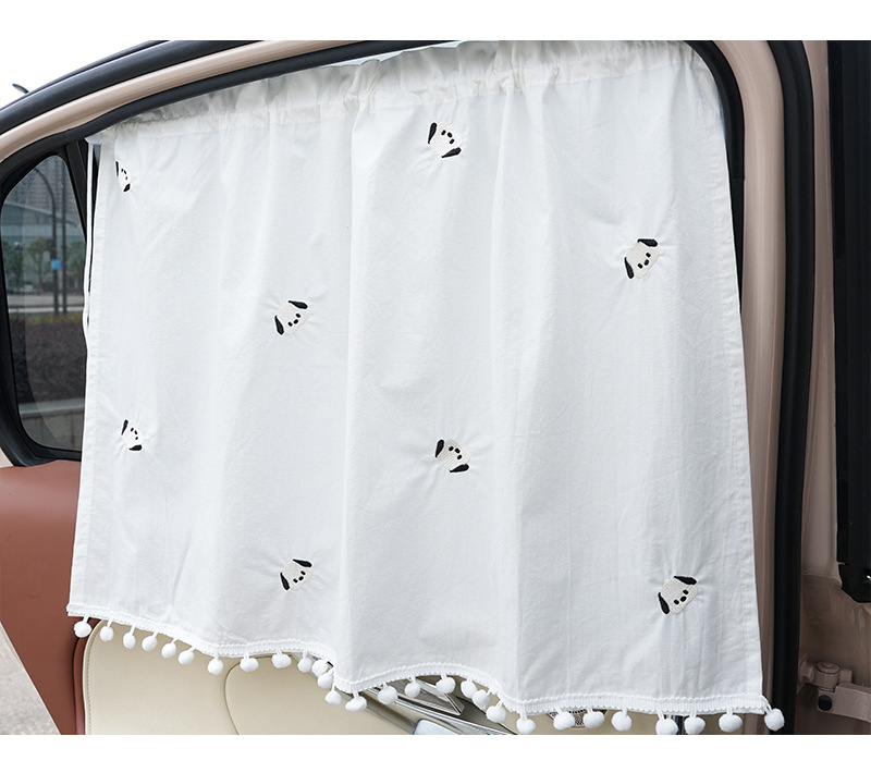 Car sunshade cotton embroidered bear car side window heat insulation sunshade creative telescopic car sunshade