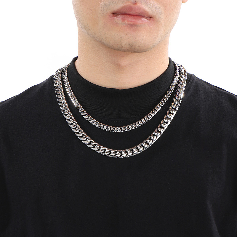 35g Weight Chain Necklace, Necklace Classification Cuban Link Chain Curb Chain Chain Type 1 Piece Quantity Daily, Street Occasion Titanium Steel Material Geometric Pattern All Seasons Season Men's Gender Plating Design Streetwear Style Streetwear Geometric Titanium Steel Plating Men's Chain Necklace Necklace Men Necklace Sets 1