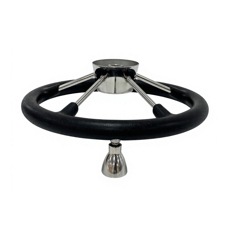 Stainless steel 304 foam grip ring with steering knob, yacht rudder wheel, PU foam anti-slip marine steering wheel