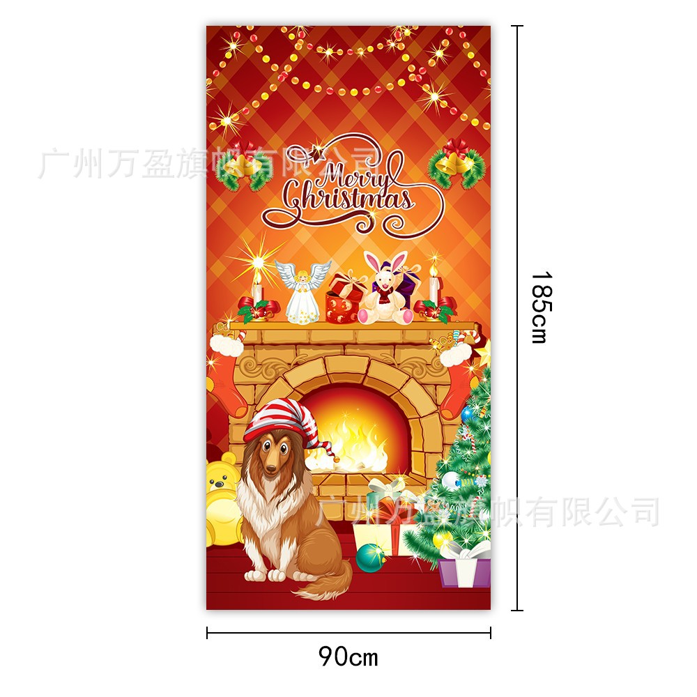 2025 nuevos productos de navidad cortina de bandera Santa Claus para ver la hoja de regalo decoración de tela colgante Bandera de bienvenida de Navidad