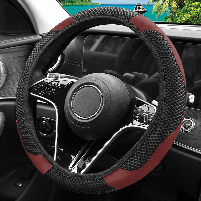 New car steering wheel cover ice silk leather stitching non-slip inner ring summer sweat-absorbing cross-border explosion handlehold cover