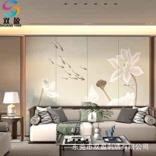 Three-dimensional rope embroidery bead embroidery lotus imitation silk embroidery mural hard bag landscape national tide care-free cross-border wall panel