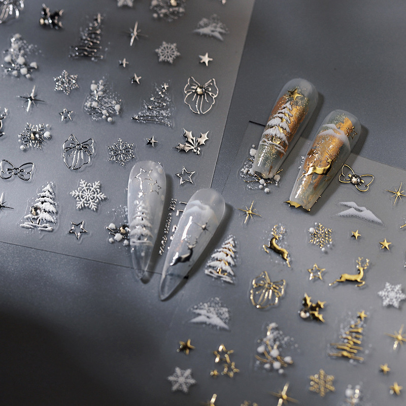 Ironlux Light Luxury Christmas Themed Nail Stickers Tl256 Ice and Snow Atmosphere Christmas Tree Reindeer Snowflake Nail Stickers
