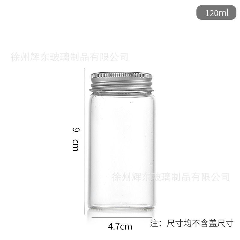 alto diámetro de botella de reactivo de borosilicato de 47 mm botella de tubo de aluminio de plata tapa de tornillo botella de deseo transparente botella de bordado tapa flotante botella