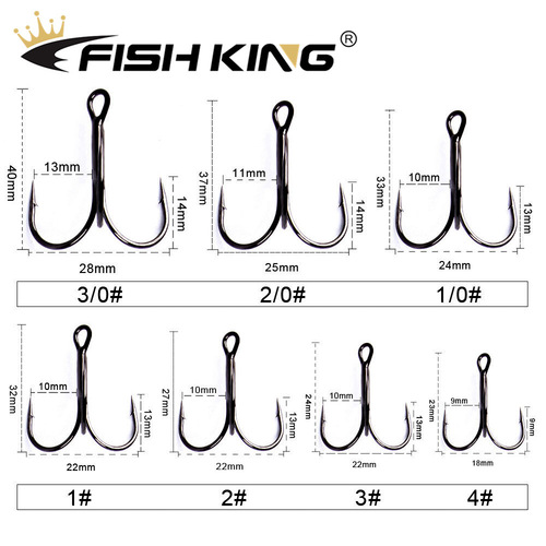 FISHKING Black Nickel Three-Anchor Hook Three-Claw Carbon Steel Baitcasting Fishing Hook 20 Pieces White Box Giant Shallow Water Whipping Cross-Border Wholesale