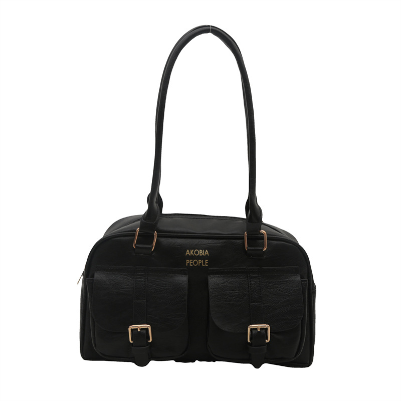 Bolso de bolera portátil de nicho retro para mujer 2024 otoño nuevo bolso de axila coreano de moda bolso de viaje de gran capacidad