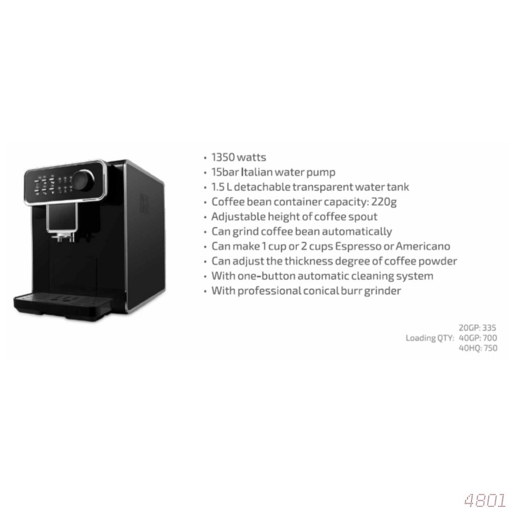 Cafetera Espresso Automática para el Hogar, Cafetera Espresso Comercial Todo en Uno con Molinillo Inteligente Eléctrico