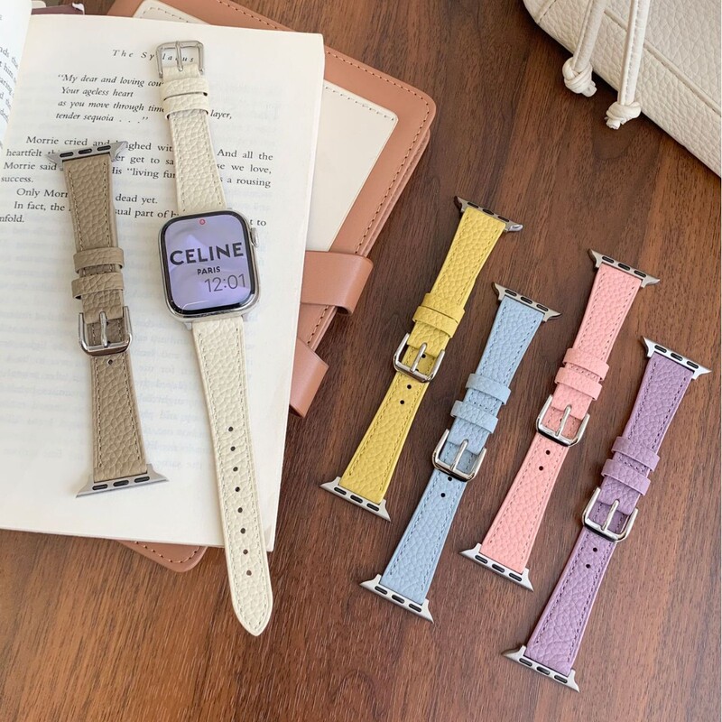 Suitable for Apple S10 Watch Iwatch98765Se Pebbled Calfskin Strap Huawei Gt5/Gt4 Female Suitable for Apple S10 Watch Iwatch98765Se Pebbled Calfskin Strap Huawei Gt5/Gt4 Female