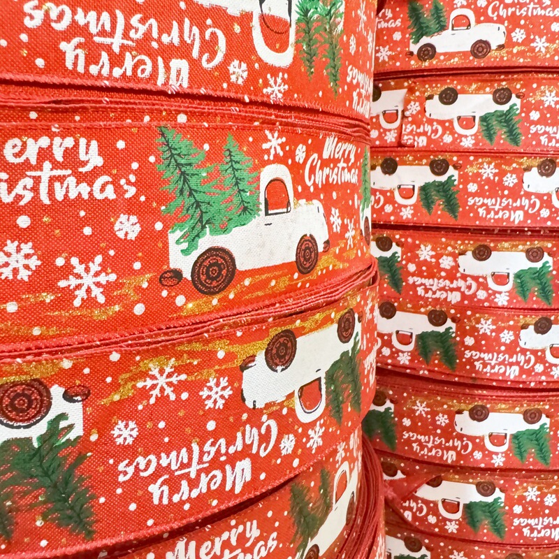クリスマスデコレーション漫画風車プリントリボンクリスマスツリーガーランドアクセサリー細麻織りリボン手作り|undefined