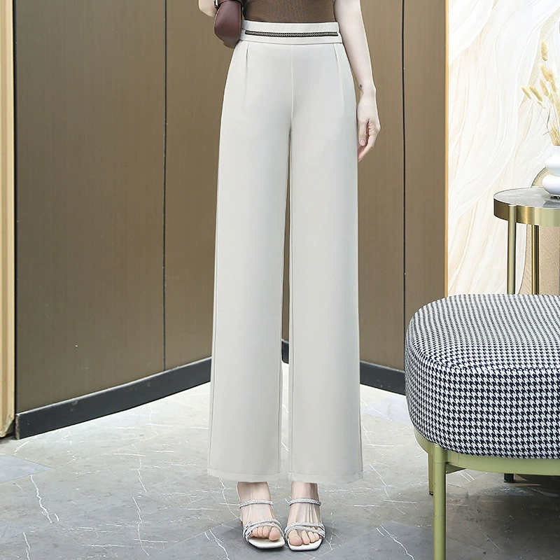 Летние тонкие свободные широкие брюки для женщин среднего и пожилого возраста с высокой талией, новые повседневные укороченные брюки прямого кроя в китайском стиле