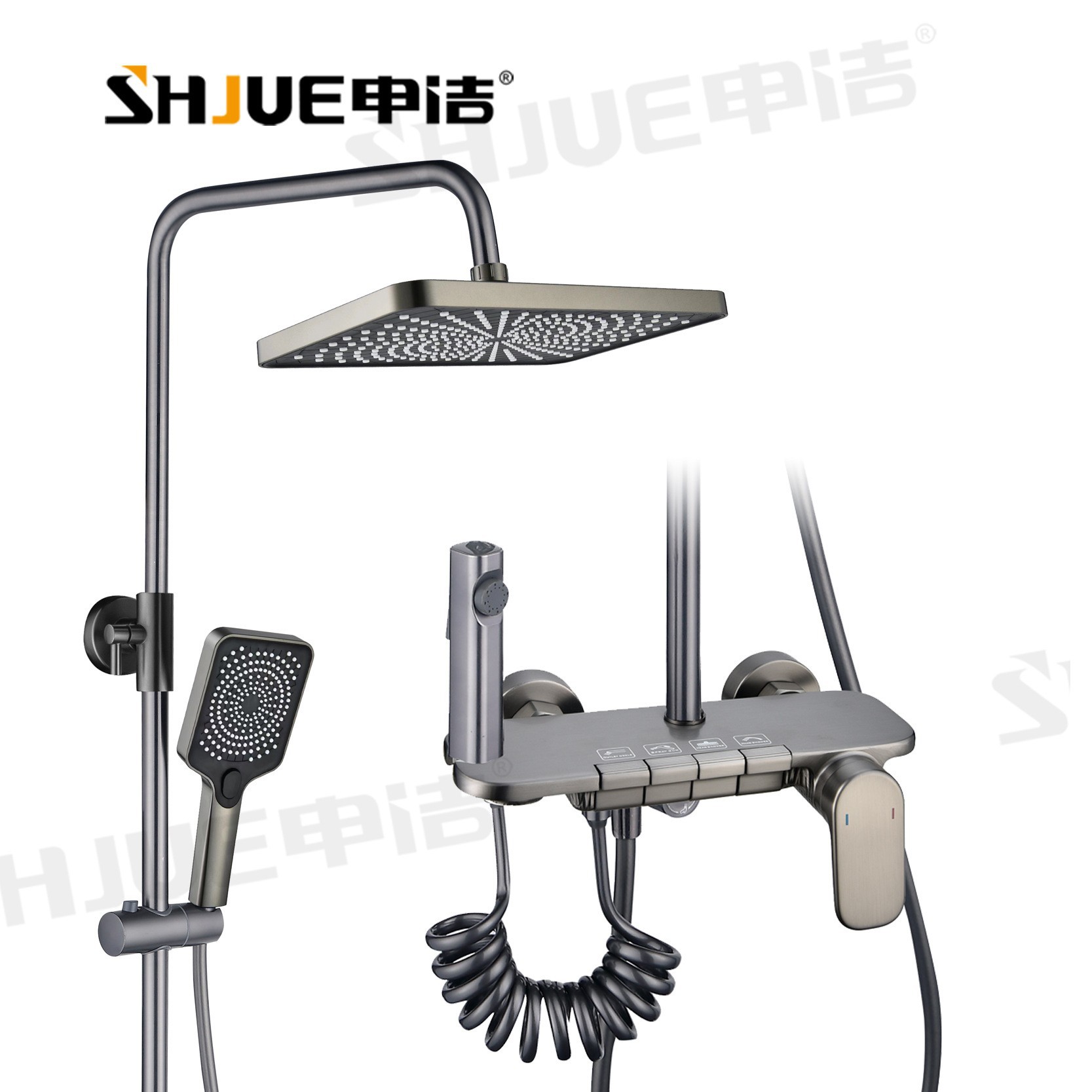 Mayorista simple bronce moderno cuatro series ducha de ducha de ducha de baño presurizado casero ducha de ducha de ducha de un conjunto completo