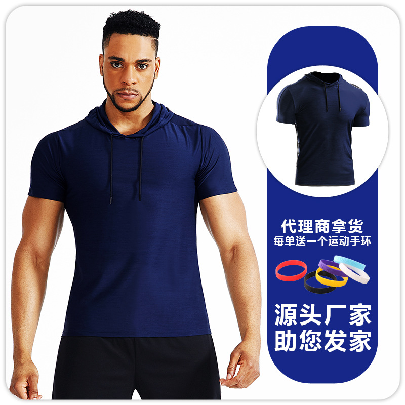 Marca de moda de verano con capucha de manga corta Camiseta suéter de los hombres más el tamaño de moda suelta deportes con capucha media manga Sudadera con capucha