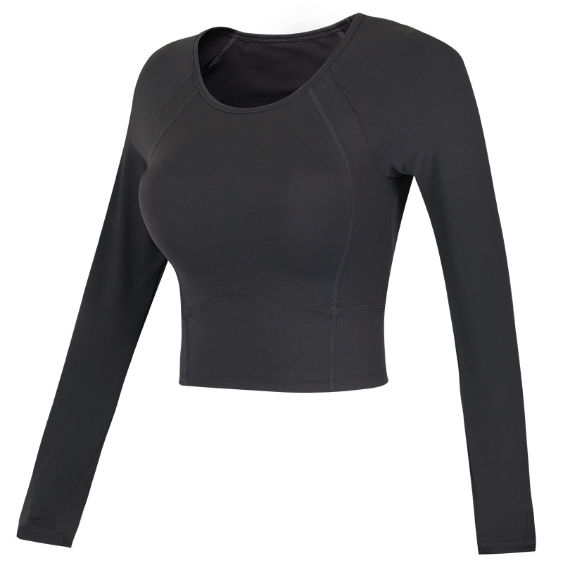 Cross-Border Short Professional Pilates Training Top with Chest Pad Yoga Wear Tight Slimming Sports Long Sleeves