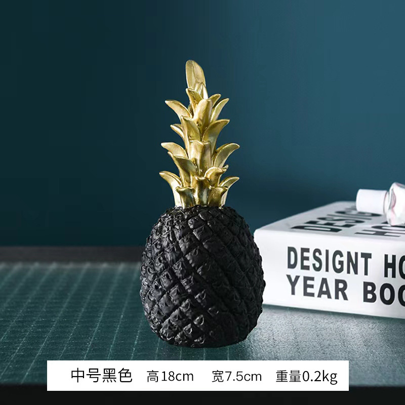 Figura de piña dorada de resina, estilo nórdico, decoración